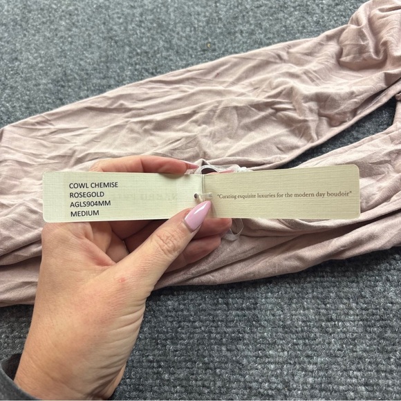 NAKED PRINCESS Women’s Cowl Chemise Rose gold Nightgown size: Medium NWT - Picture 10 of 10